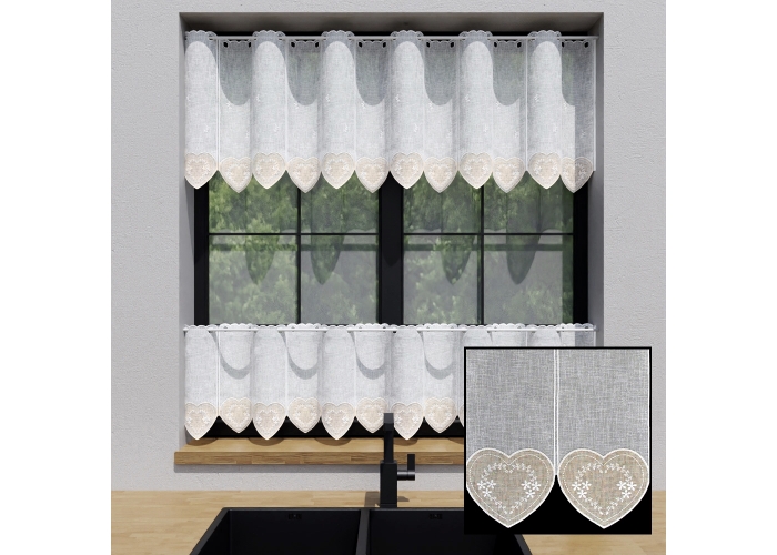 ZAZDROSTKA NATURAL 40cm HAFT SERCA  biel / beż PANEL
