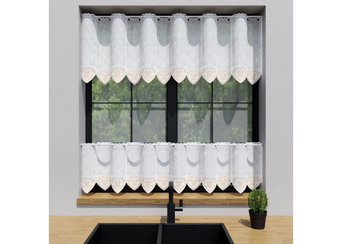 ZAZDROSTKA NATURAL 40cm HAFT SERCA  biel / beż PANEL