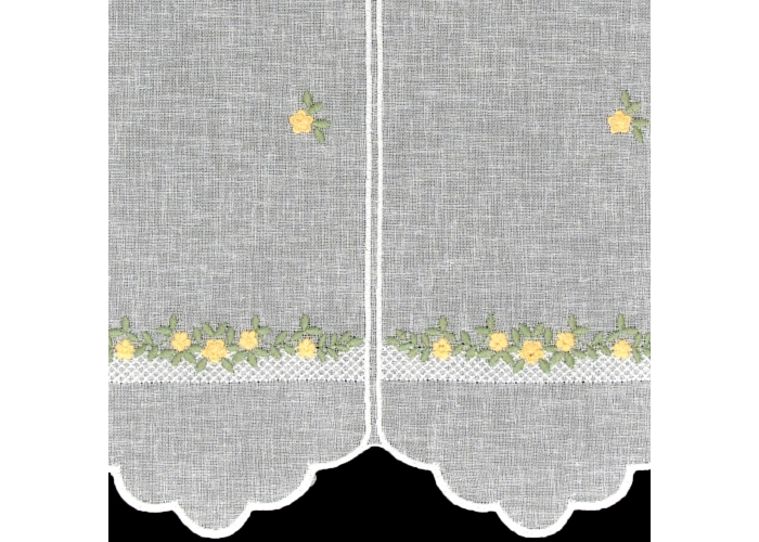 ZAZDROSTKA NATURAL 40cm HAFT biel / żółto-zielone kwiatuszki PANEL