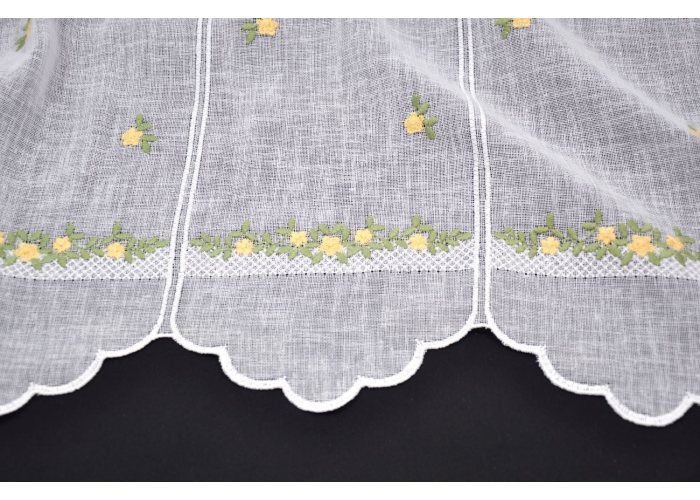 ZAZDROSTKA NATURAL 40cm HAFT biel / żółto-zielone kwiatuszki PANEL