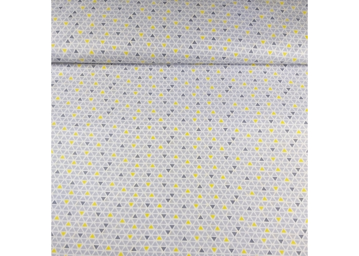 Tkanina bawełniana MINI PIRAMIDKI SZARO ŻÓŁTE - 140g/m²/160cm