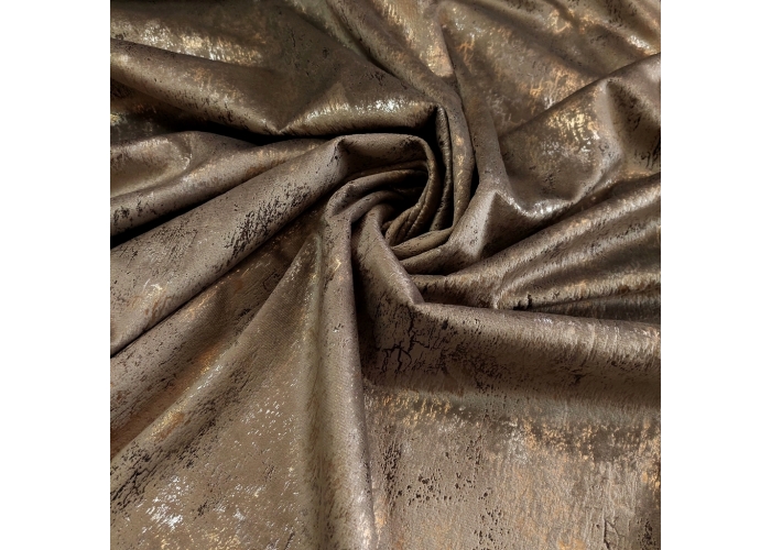 Tkanina GLAMOUR VELVET, WELUR ZŁOTO-SREBRO-CIEMNY BEŻ - 280cm