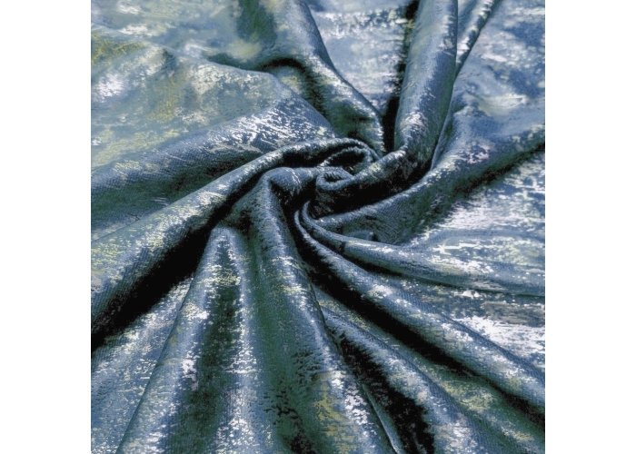 Tkanina GLAMOUR VELVET, WELUR ZŁOTO-SREBRO- BŁĘKIT - 280cm
