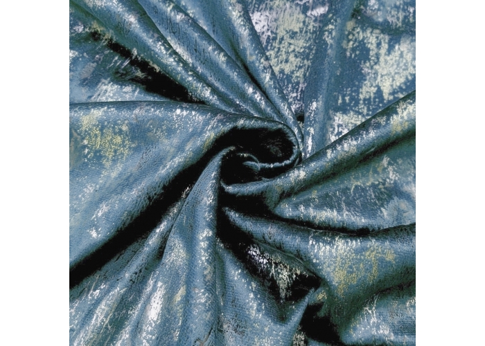 Tkanina GLAMOUR VELVET, WELUR ZŁOTO-SREBRO- BŁĘKIT - 280cm