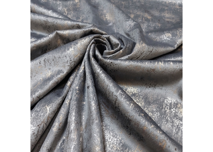 Tkanina GLAMOUR VELVET, WELUR ZŁOTO -CIEMNY SZARY - 280cm