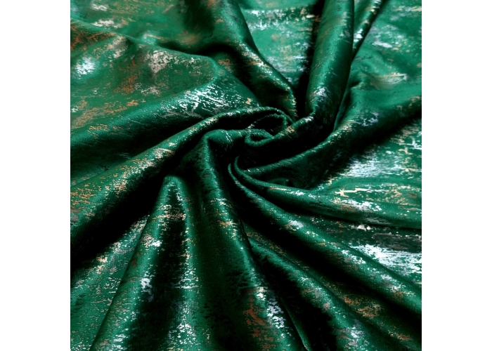 Tkanina  GLAMOUR VELVET, WELUR ZŁOTO-SREBRO-ZIELONY - 280cm