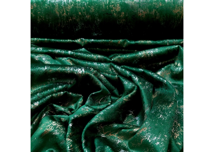 Tkanina  GLAMOUR VELVET, WELUR ZŁOTO-SREBRO-ZIELONY - 280cm
