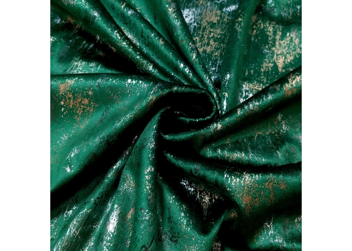 Tkanina  GLAMOUR VELVET, WELUR ZŁOTO-SREBRO-ZIELONY - 280cm