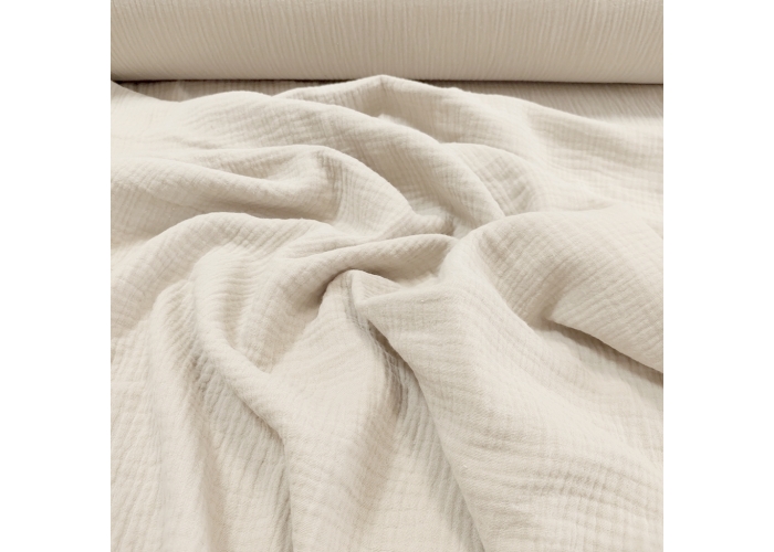 DOUBLE GAUZE, MUŚLIN - ŚMIETANKOWY ECRU - 160cm