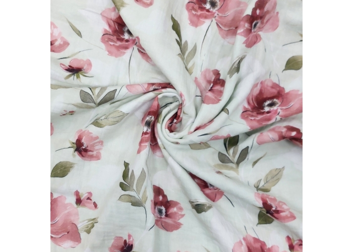 DOUBLE GAUZE, MUŚLIN - MAKI NA MIĘCIE- 145cm
