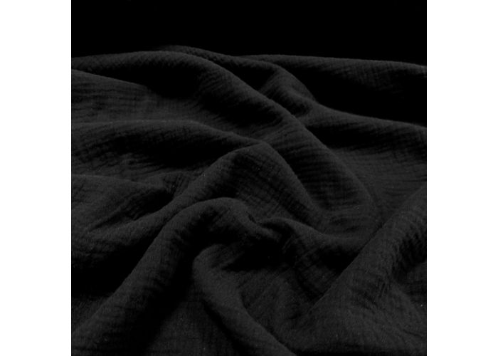 DOUBLE GAUZE, MUŚLIN - CZARNY - 150cm