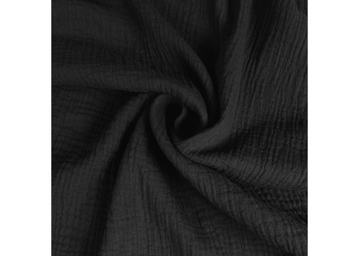 DOUBLE GAUZE, MUŚLIN - CZARNY - 150cm