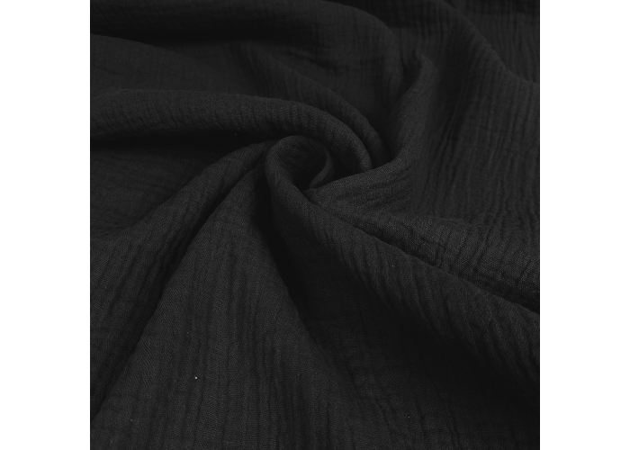 DOUBLE GAUZE, MUŚLIN - CZARNY - 150cm