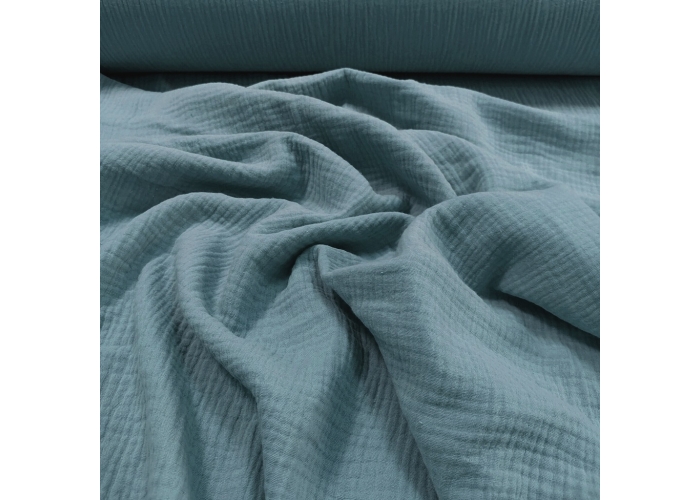 DOUBLE GAUZE, MUŚLIN - BLUE JEANS - 140cm