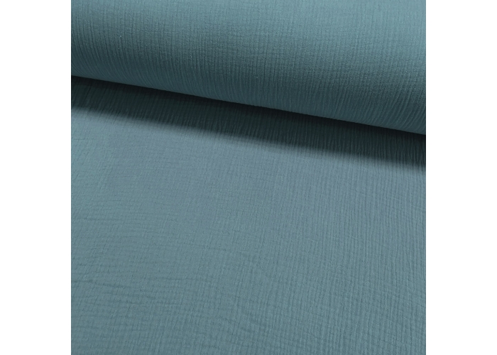 DOUBLE GAUZE, MUŚLIN - BLUE JEANS - 140cm