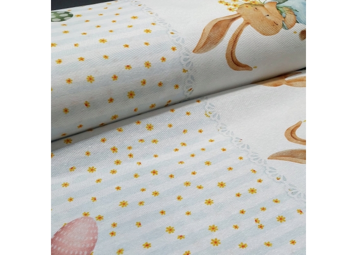 PASTELOWE KRÓLICZKI - BAWEŁNIANA tkanina dekoracyjna NA OBRUS 140cm