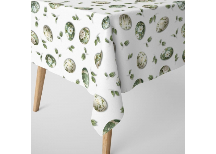 WIELKANOCNE PISANKI BIAŁE - tkanina na OBRUSY, ZASŁONY, PODUSZKI - 150 cm